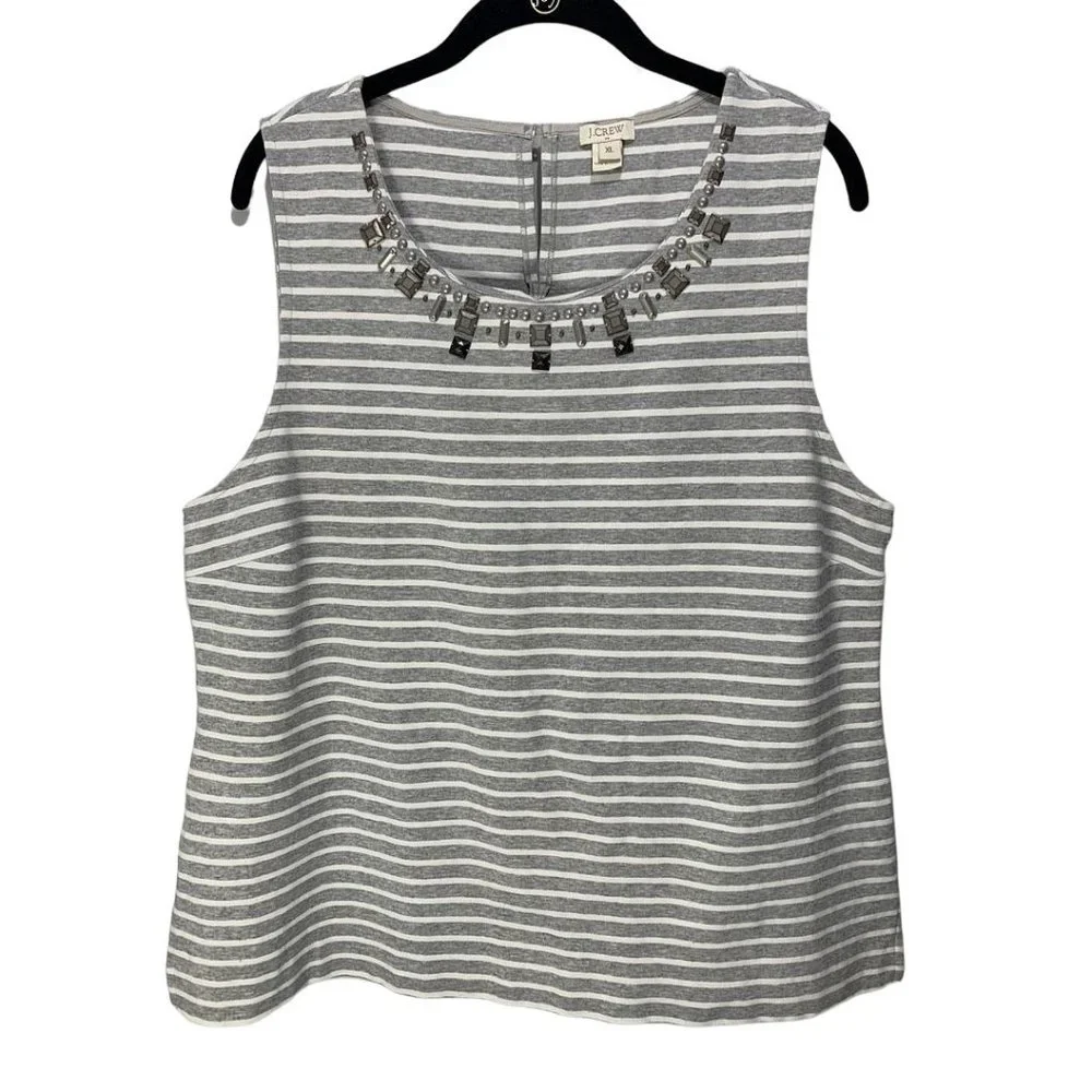 J.Crew striped grey/white blouse tank